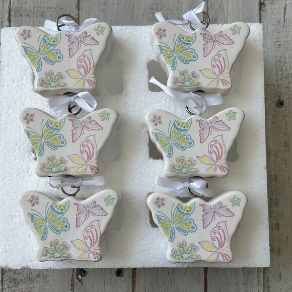 Temp-tations Set/ 6 Spring A Flutter Butterfly Figural Ceramic Ornaments NEW QVC - Picture 1 of 2